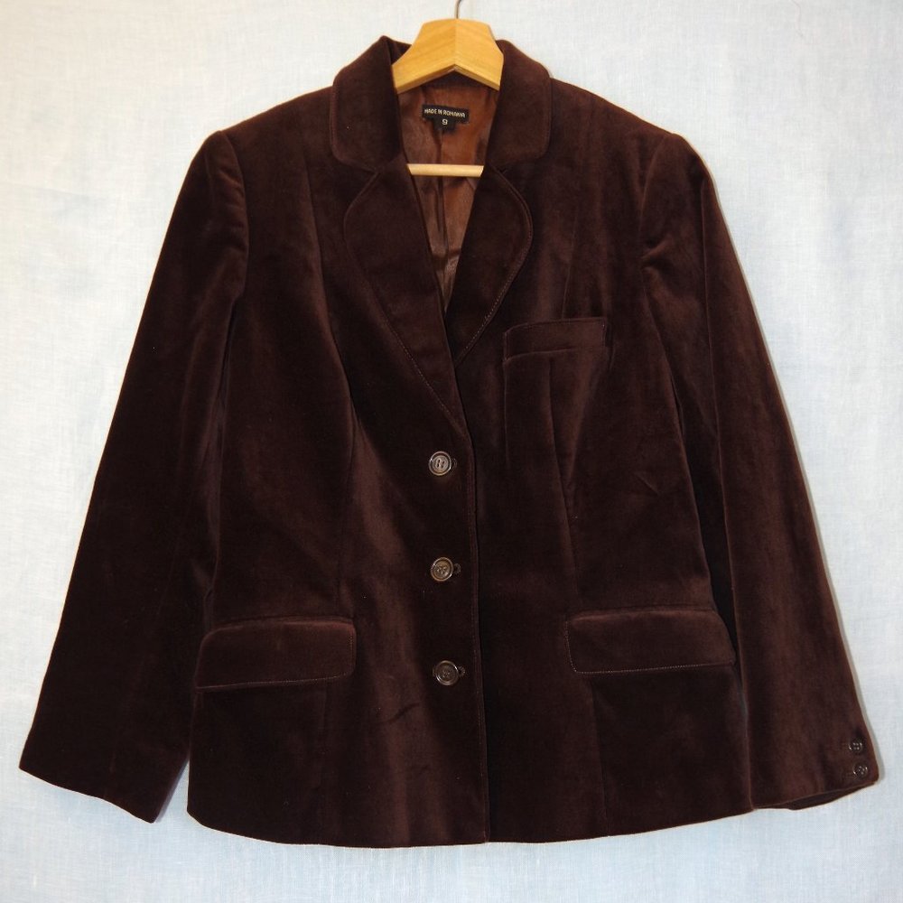 Brown 100% Cotton Velvet Fanny Fitz Blazer Women's Size 9